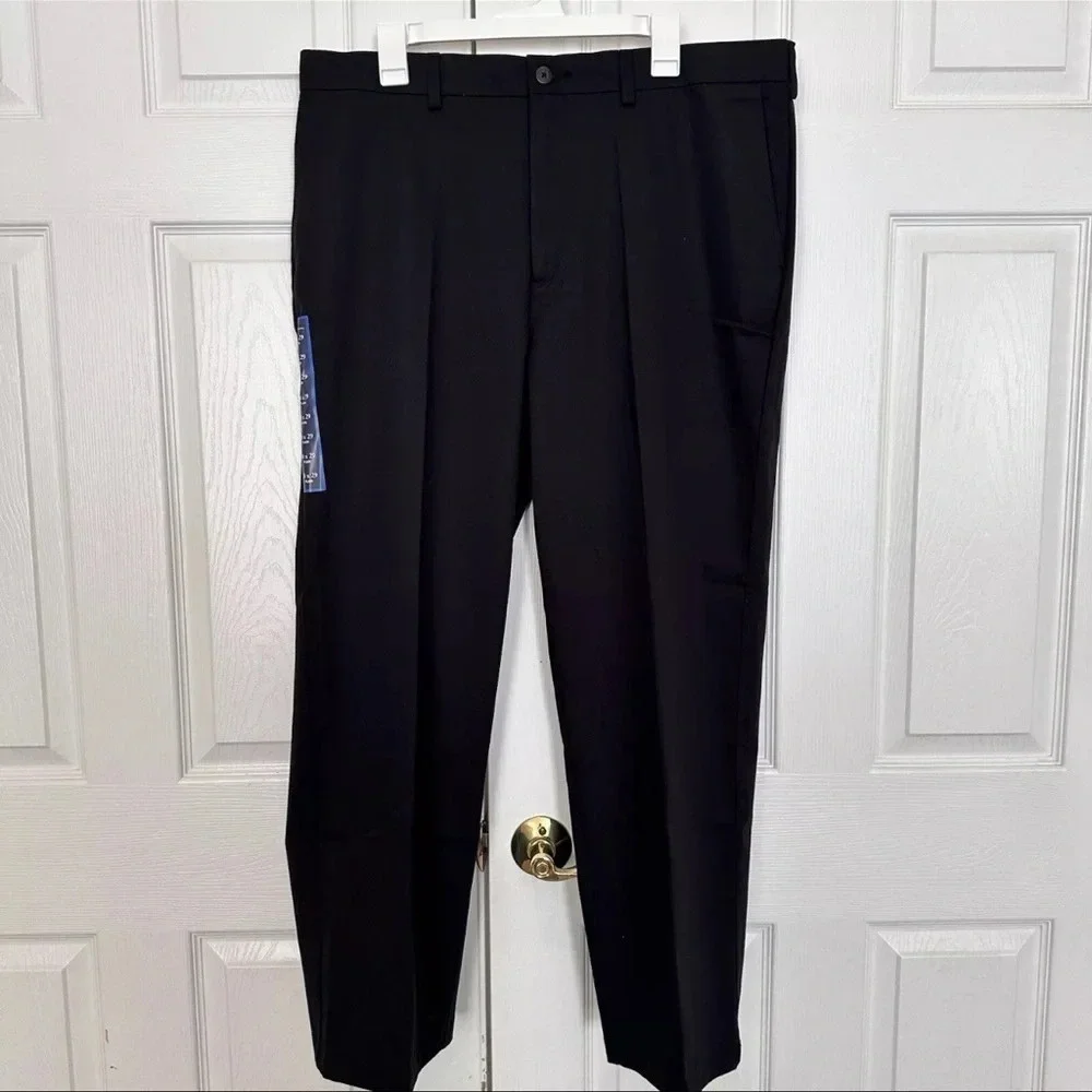 Croft & Barrow‎ Easy Care Khaki Black Pants Flat Front Size 38x29 NWT